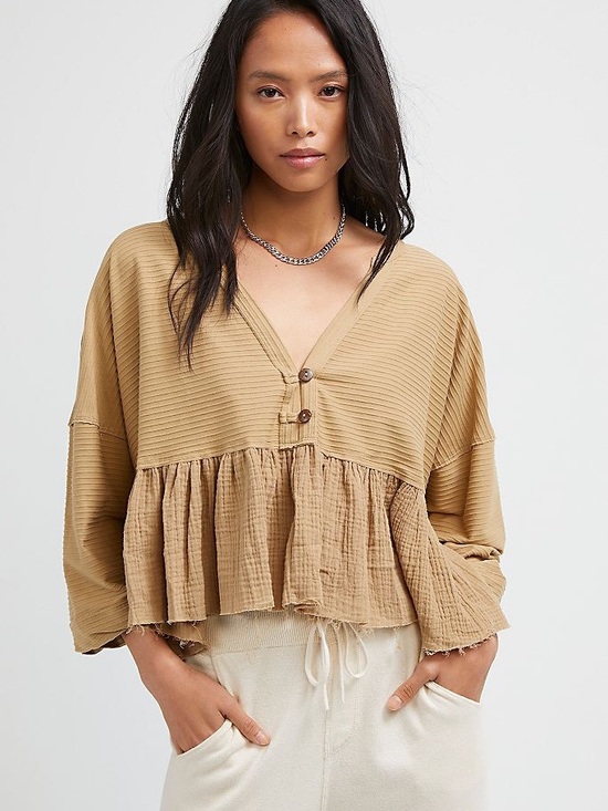 We The Free Tops - Free People We The Free Dallas Henley Top in Light Green